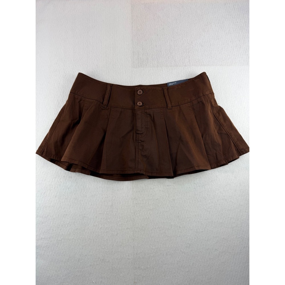 NWT American Eagle Super Low Rise Micro Skort Brown Pleated Size 14 32W